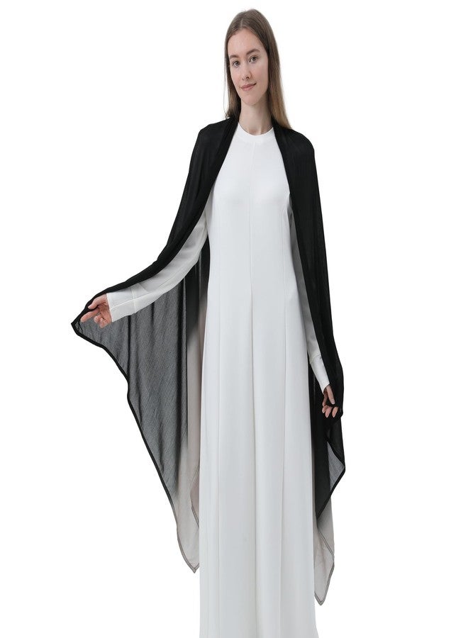 wocharm Women Scarf and Shawls, Soft Modal Jersey Scarves, Gradient Long Wrap for Spring Summer and Autumn(Black & Grey) - Image 3